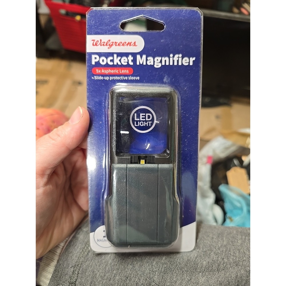 Walgreens Pocket Magnifier Slide Up Sleeve 5x Aspheric Lens New In Box